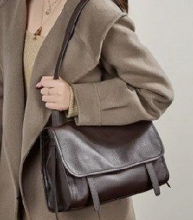 Top-Grain Cowhide Crossbody Bag, Style 3288 in black, coffee