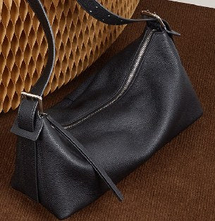 Top-Grain Cowhide Shoulder Bag, Style 3291 in black, coffee