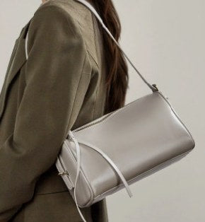Top-Grain Cowhide Shoulder Bag, Style 3295 in black, ivory, grey