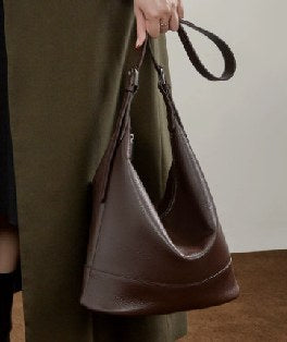 Top-Grain Cowhide Shoulder Bag, Style 3296 in black, coffee