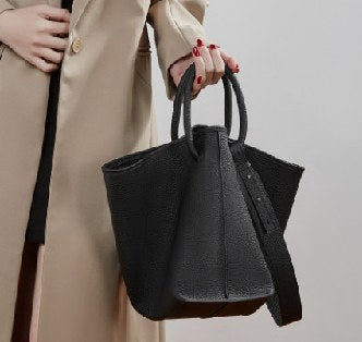 Top-Grain Cowhide Tote Bag, Style 3297 in black, coffee