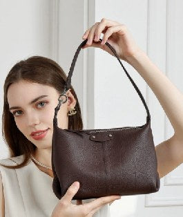 Top-Grain Cowhide Shoulder Bag, Style 3305 in black, coffee