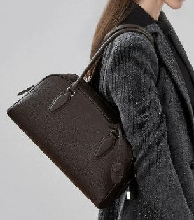 Top-Grain Cowhide Shoulder Bag, Style 3308 in coffee, black