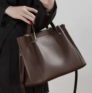 Top-Grain Cowhide Tote Bag, Style 3310 in black, elephant grey, coffee