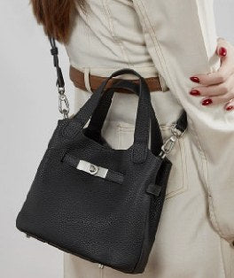 Top-Grain Cowhide Tote Bag, Style 3315 in coffee, elephant grey, black