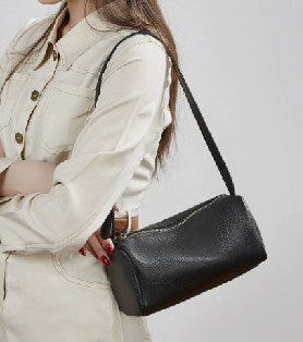 Top-Grain Cowhide Shoulder Bag, Style 3317 in black, coffee