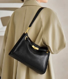 Top-Grain Cowhide Shoulder Bag, Style 3320 in baroque brown, black, squirrel grey