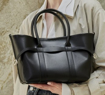 Cowhide Leather Tote Bag, Style 3326 in black, coffee
