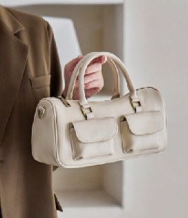 Top-Grain Cowhide Top-Handle Bag, Style 3330 in black, ivory, coffee