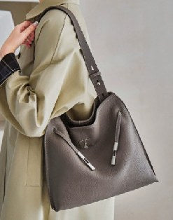 Top-Grain Cowhide Shoulder Bag, Style 3331 in black, grey, coffee