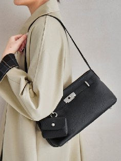 Top-Grain Cowhide Shoulder Bag, Style 3335 in black, coffee