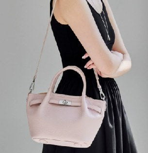 Top-Grain Cowhide Top-Handle Bag, Style 3336 in pink, pearl white, black