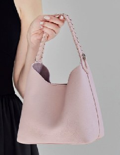 Top-Grain Cowhide Shoulder Bag, Style 3338 in black, white, pink