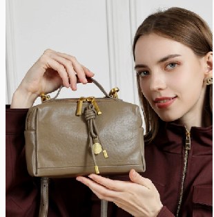 Top-Grain Cowhide Top-Handle Bag, Style 3341 in black, grey, coffee