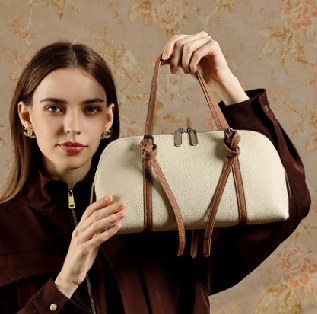 Top-Grain Cowhide Top-Handle Bag, Style 3342 in black, white, coffee
