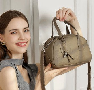 Top-Grain Cowhide Top-Handle Bag, Style 3347 in black, coffee, khaki
