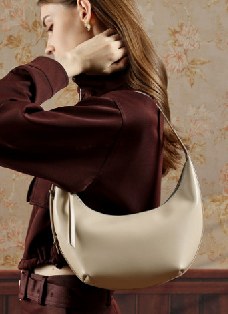 Top-Grain Cowhide Shoulder Bag, Style 3356 in black, ivory, chocolate