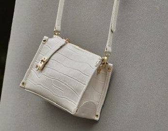 Cowhide Leather Crossbody Bag, Style 3357 in white, black