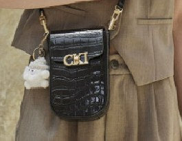 Cowhide Leather Crossbody Bag, Style 3358 in black, ivory