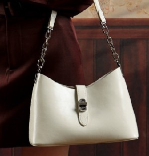 Split Cowhide Shoulder Bag, Style 3361 in black, ivory