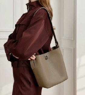 Top-Grain Cowhide Bucket Bag, Style 3362 in black, ivory, coffee