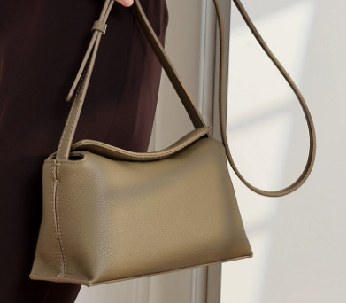 Top-Grain Cowhide Shoulder Bag, Style 3365 in black, coffee, khaki