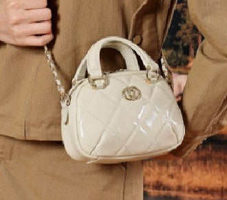 Top-Grain Cowhide Top-Handle Bag, Style 3366 in black, ivory