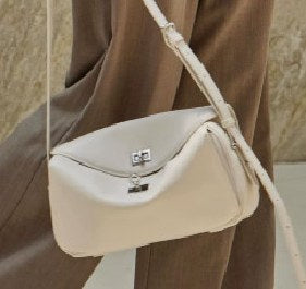 Cowhide Leather Crossbody Bag, Style 3368 in white, black, purple