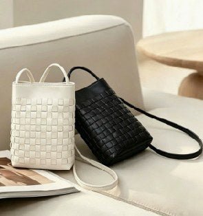 Goatskin Crossbody Bag, Style 3382 in black, ivory