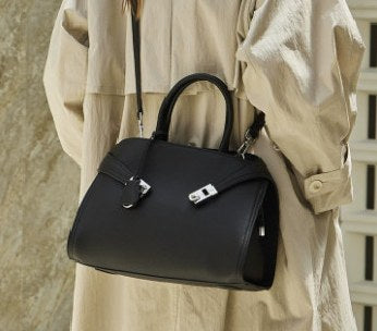 Top-Grain Cowhide Top-Handle Bag, Style 3397 in black, grey, coffee