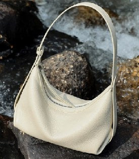 Top-Grain Cowhide Shoulder Bag, Style 3506 in black, grey, beige