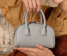 Top-Grain Cowhide Top-Handle Bag, Style 3508 in black, elephant grey, ivory