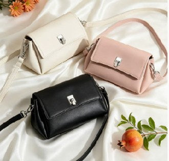 Cowhide Leather Crossbody Bag, Style 3536 in black, pink, ivory