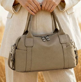 Top-Grain Cowhide Top-Handle Bag, Style 3560 in black, grey, coffee
