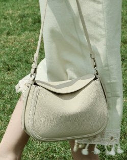 Top-Grain Cowhide Shoulder Bag, Style 3566 in black, ivory, elephant grey