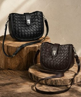 Cowhide Leather Crossbody Bag, Style 3575 in black, coffee